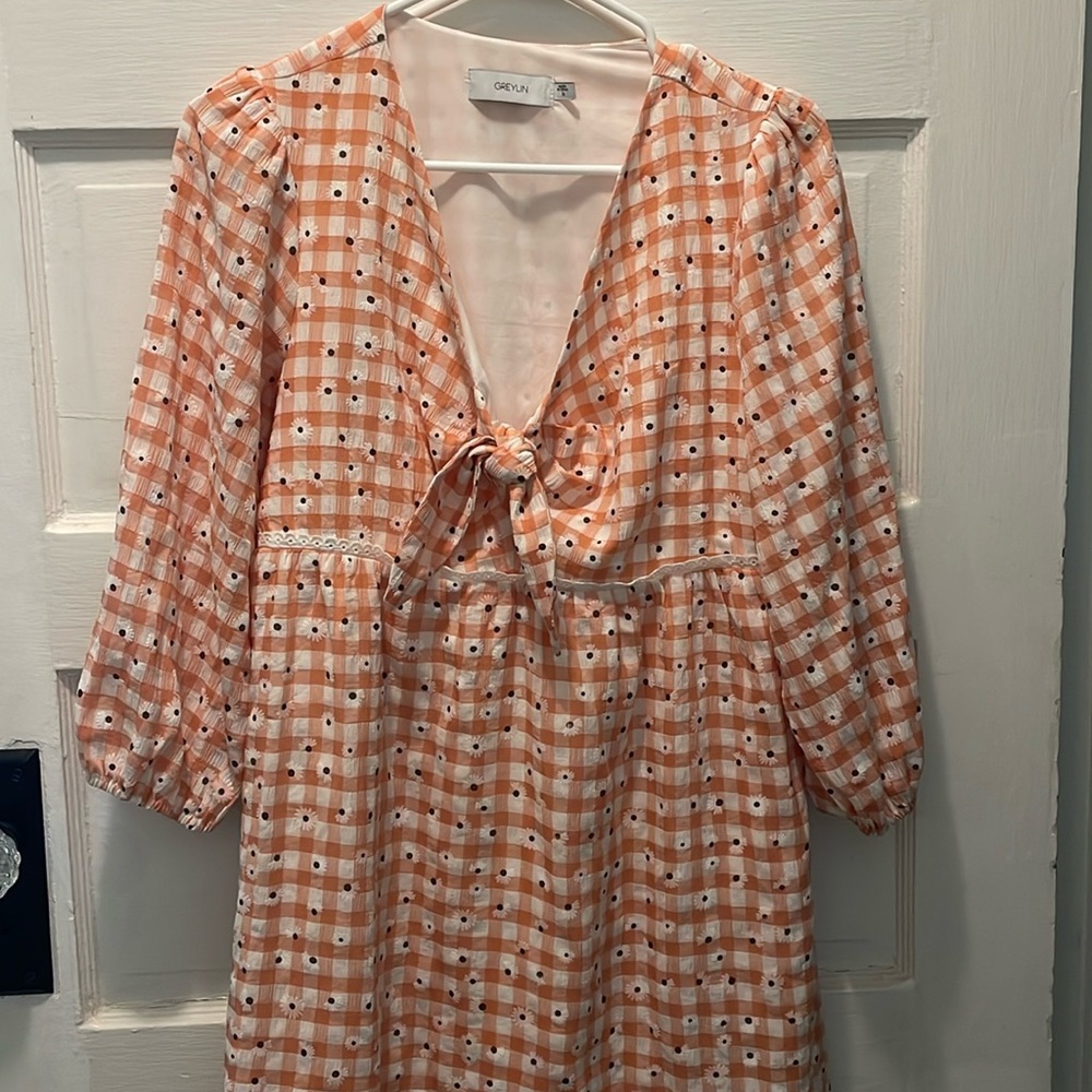 Greylin Gingham and Floral Dress